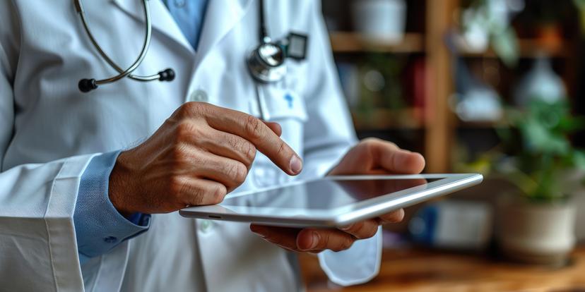 Hands holding a stethoscope